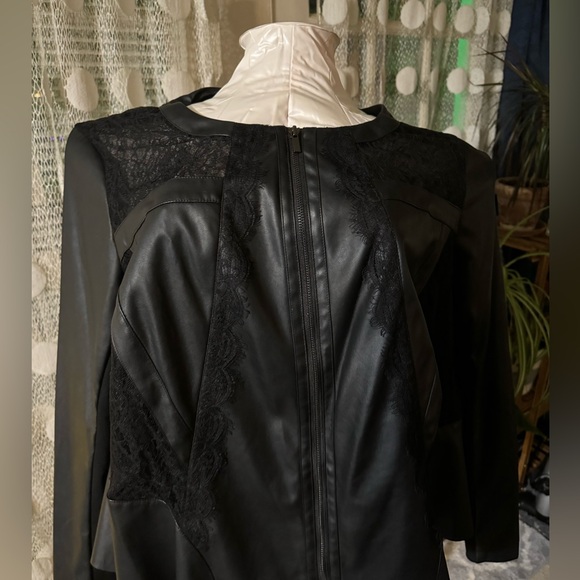 Faux Leather & Lace Jacket - Picture 2 of 10